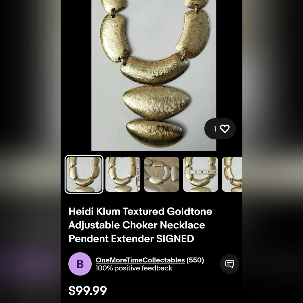 Heidi Klum Statement Necklace Versatile Brushed G… - image 8